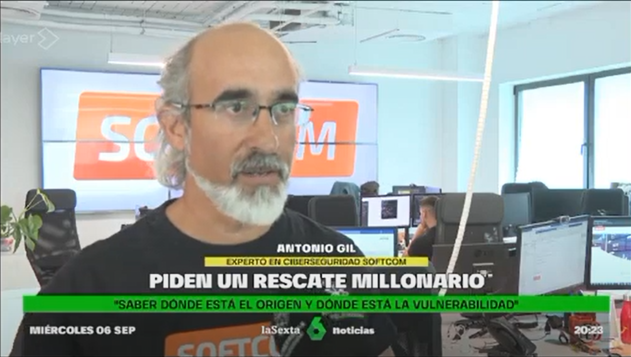 Antonio Gil con Noticias la Sexta hablando sobre el ciberataque al Ayuntamiento de Sevilla